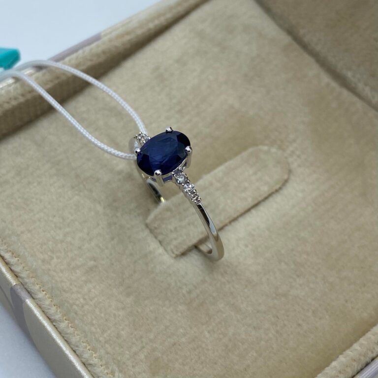 Anello da donna in oro bianco con diamanti e zaffiro dhaz9838.006 Donnaoro