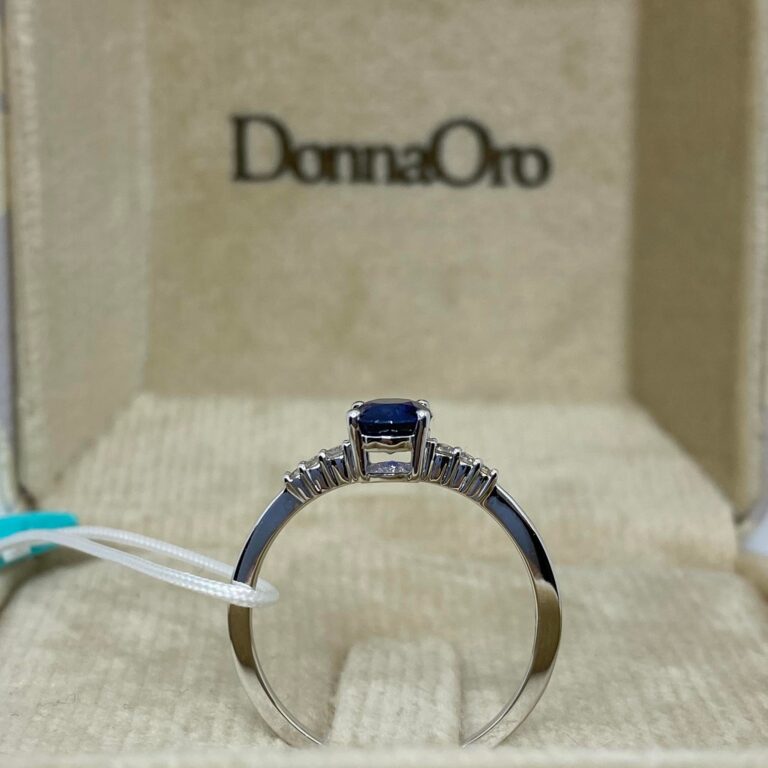 Anello da donna in oro bianco con diamanti e zaffiro dhaz9838.006 Donnaoro