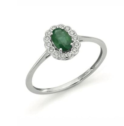 Damenring aus Weißgold mit Smaragd und Brillanten Donnaoro Luce Dhae9575.008