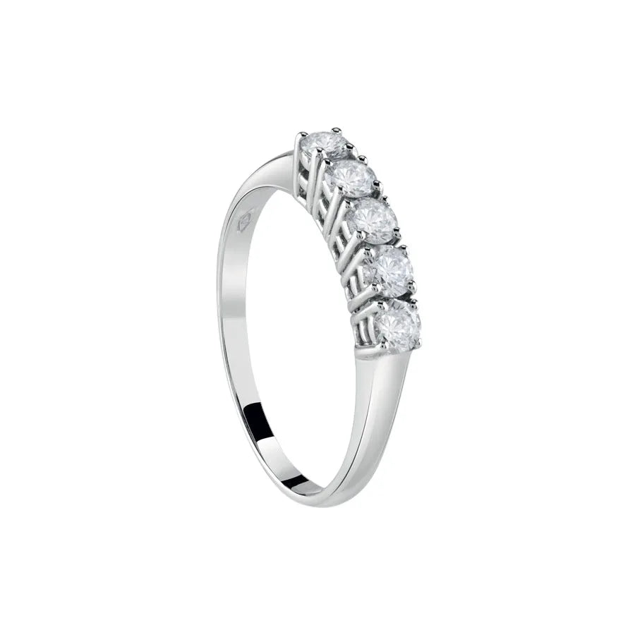 Anello donna in oro bianco con zirconi bianchi