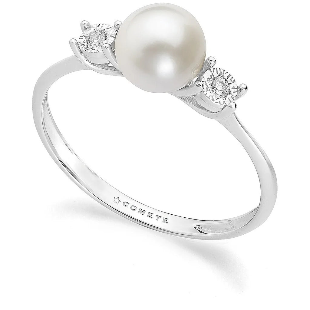 Anello donna in oro bianco e perla Comete KANP 001