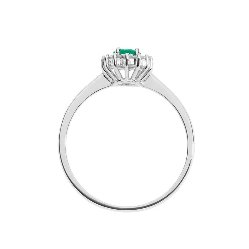 Anello donna in oro bianco e smeraldo fidanzamento Solitario Comete contessa anb 2574