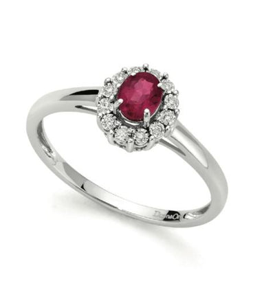 Damenring in Weißgold mit Rubin und Diamanten Donnaoro luce dhar9399.005