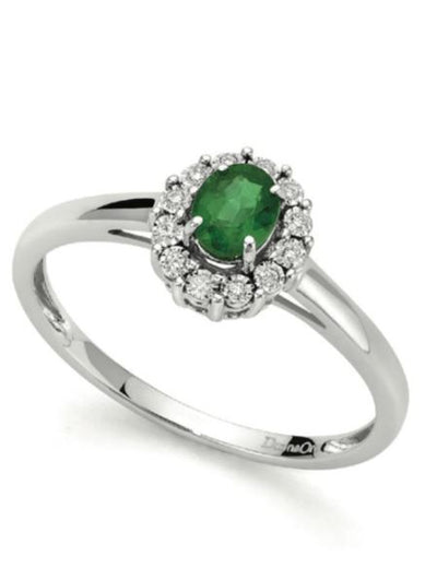 Damenring aus Weißgold mit Smaragd und Diamanten Donnaoro Luce DHAE9399.005