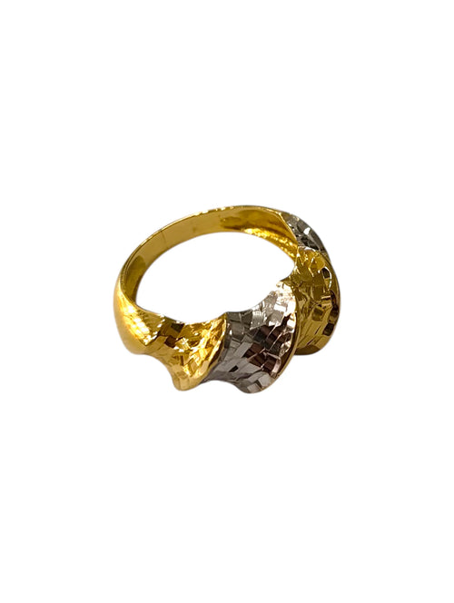 Anello donna in oro bicolore 18kt intrecciato