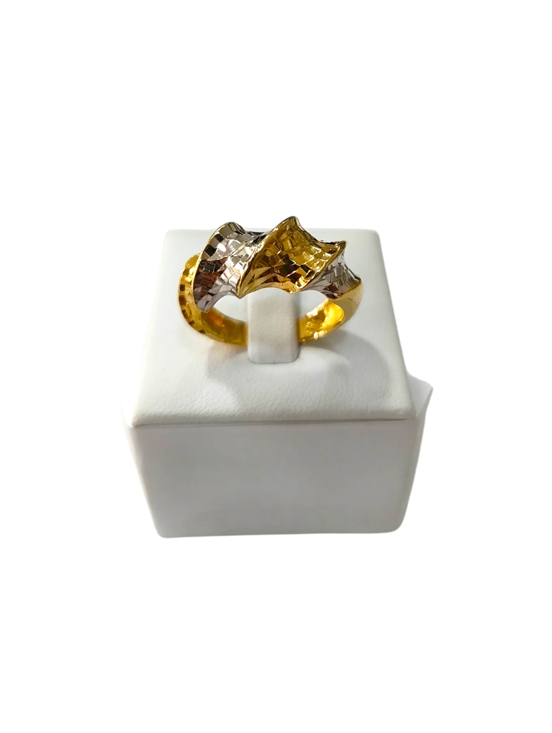 Anello donna in oro bicolore 18kt intrecciato