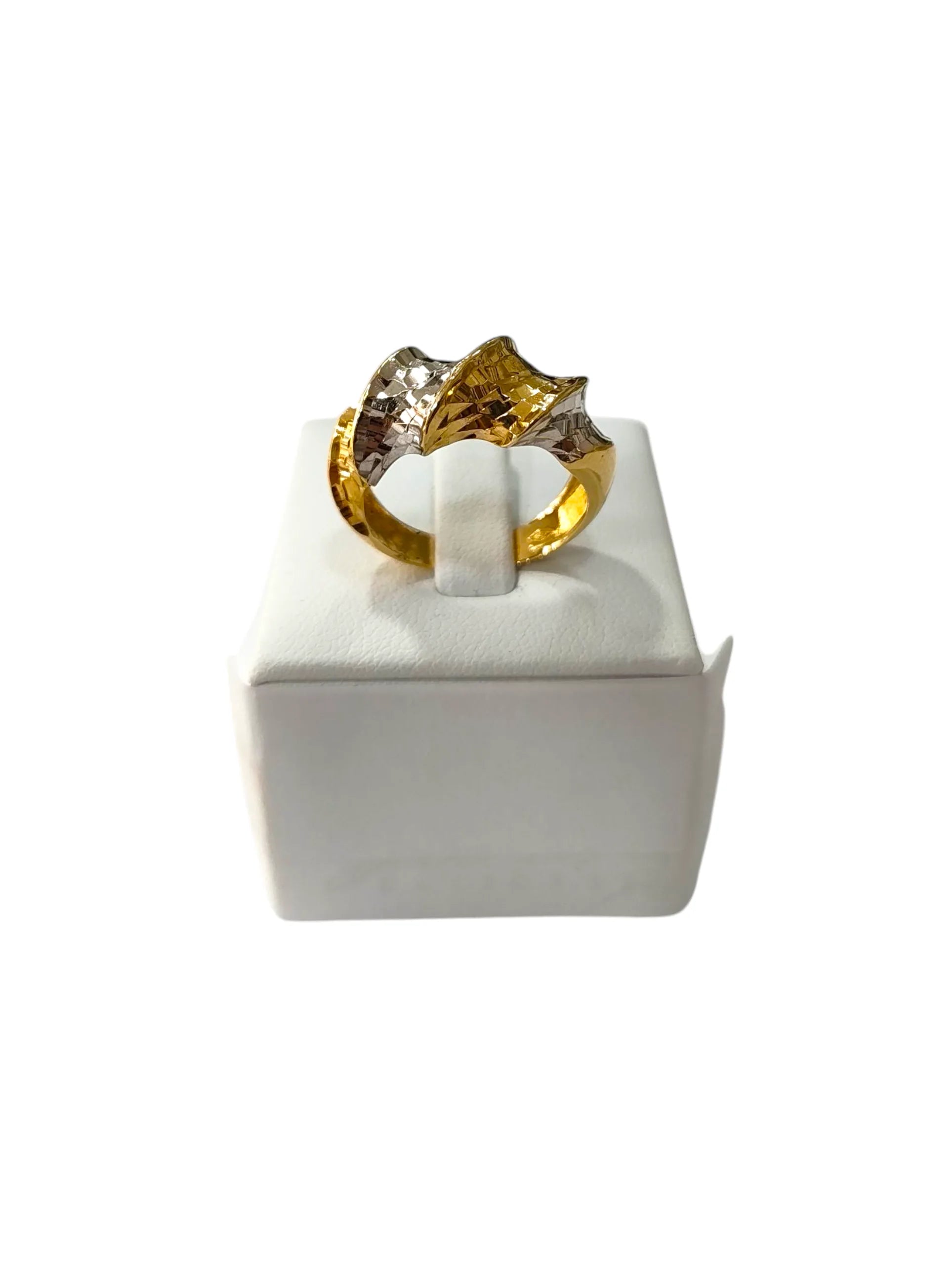 Anello donna in oro bicolore 18kt intrecciato