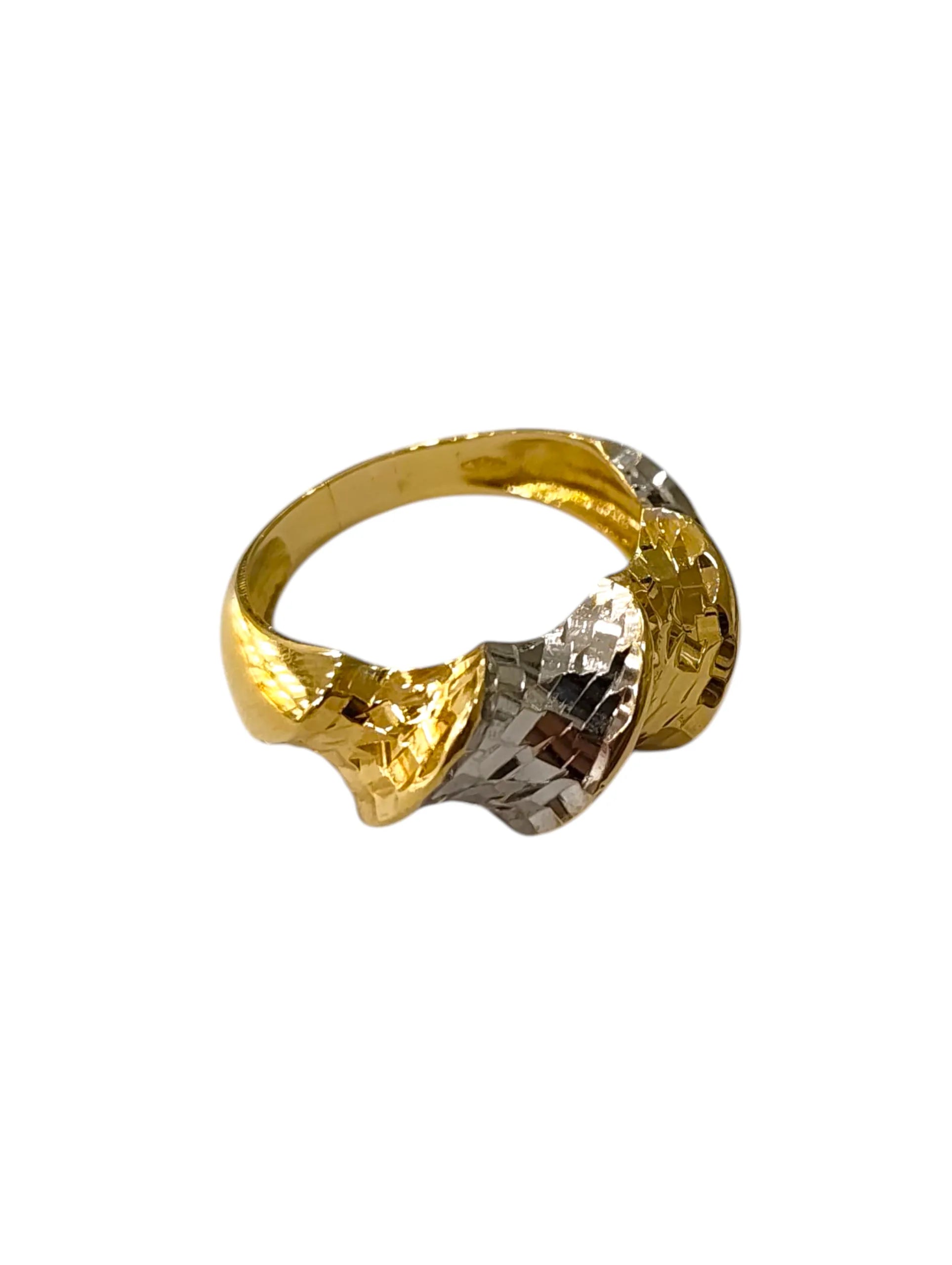 Anello donna in oro bicolore 18kt intrecciato