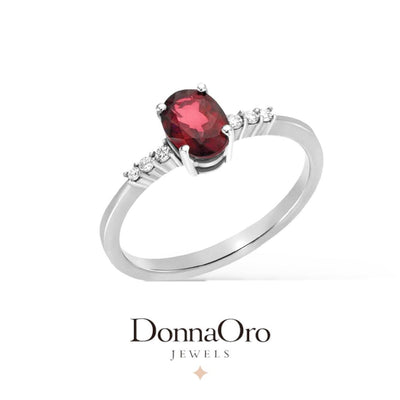 Damenring aus Gold mit Diamanten und Rubin dhar9838.006 Donnaoro