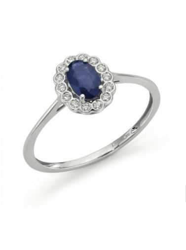 Anello donna in oro con diamanti e zaffiro marchio Donnaoro dhaz9575.008