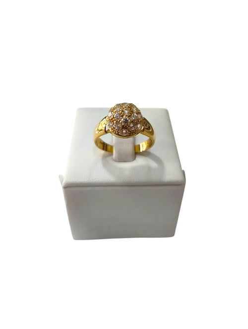 Anello donna in oro giallo 18kt con pietre bianche