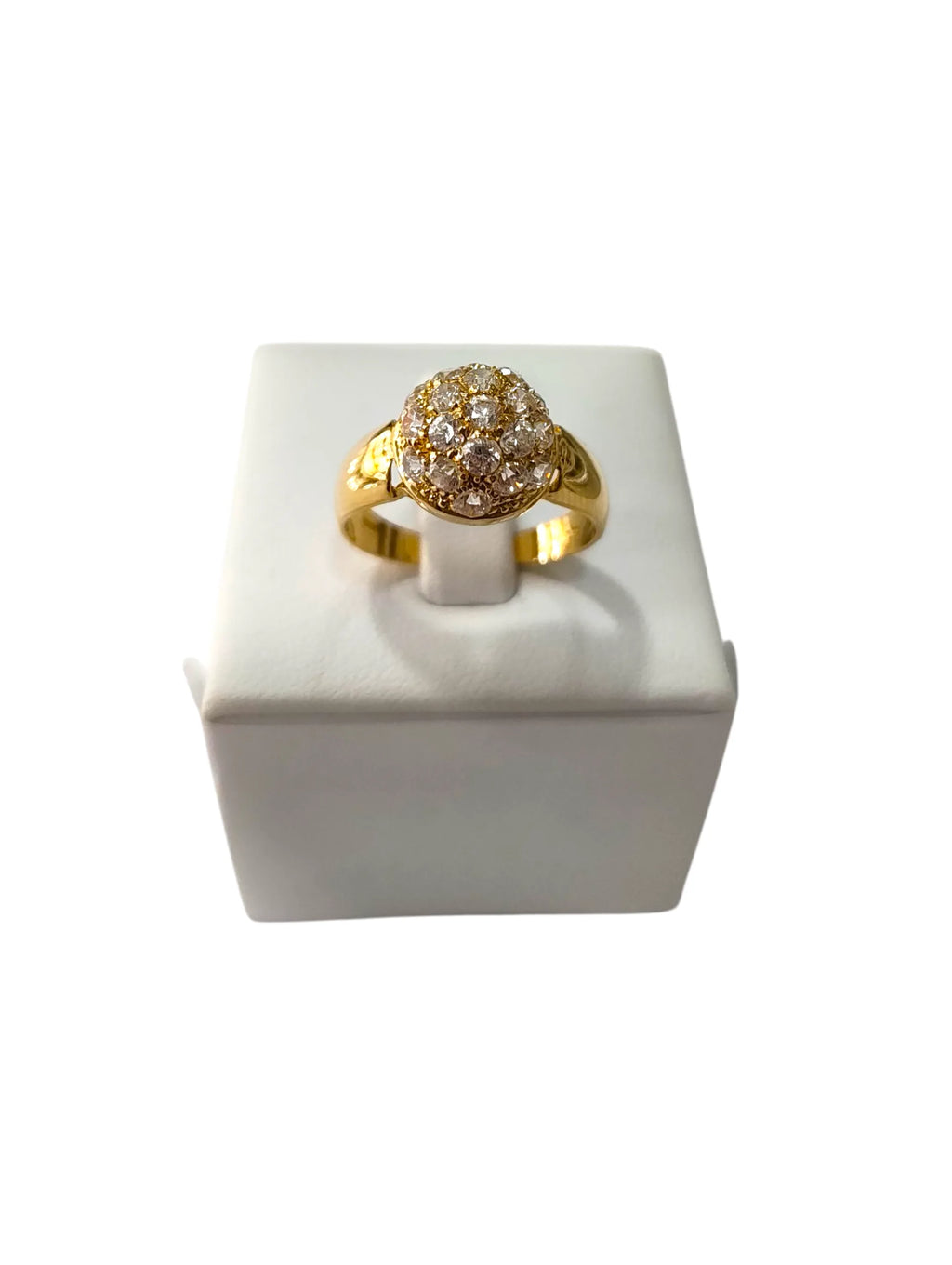 Anello donna in oro giallo 18kt con pietre bianche