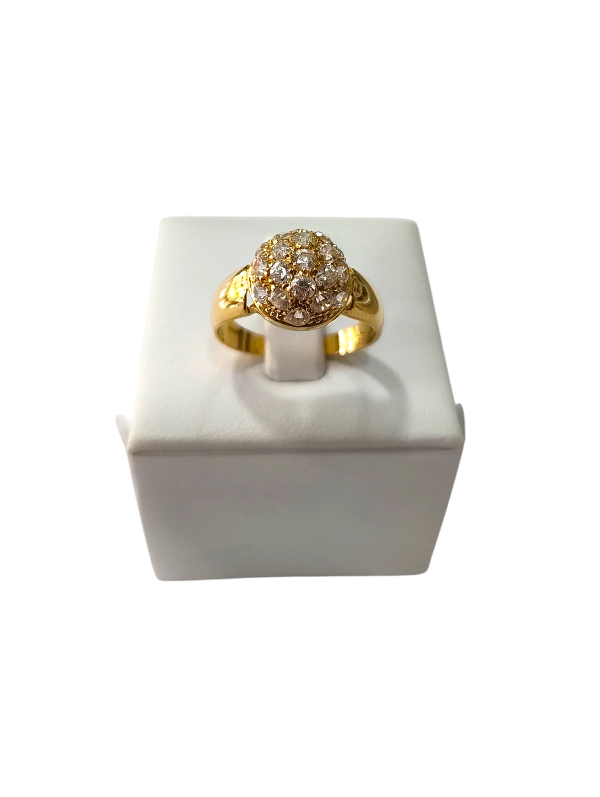 Anello donna in oro giallo 18kt con pietre bianche