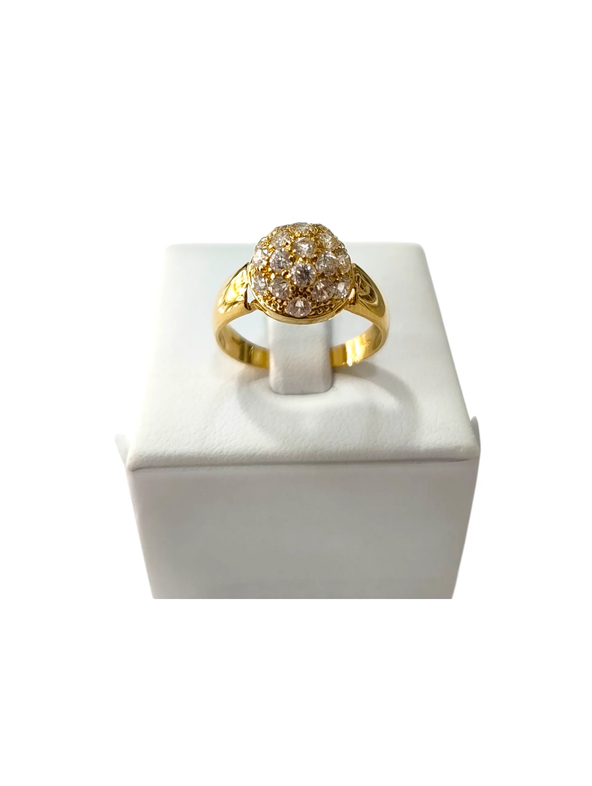 Anello donna in oro giallo 18kt con pietre bianche