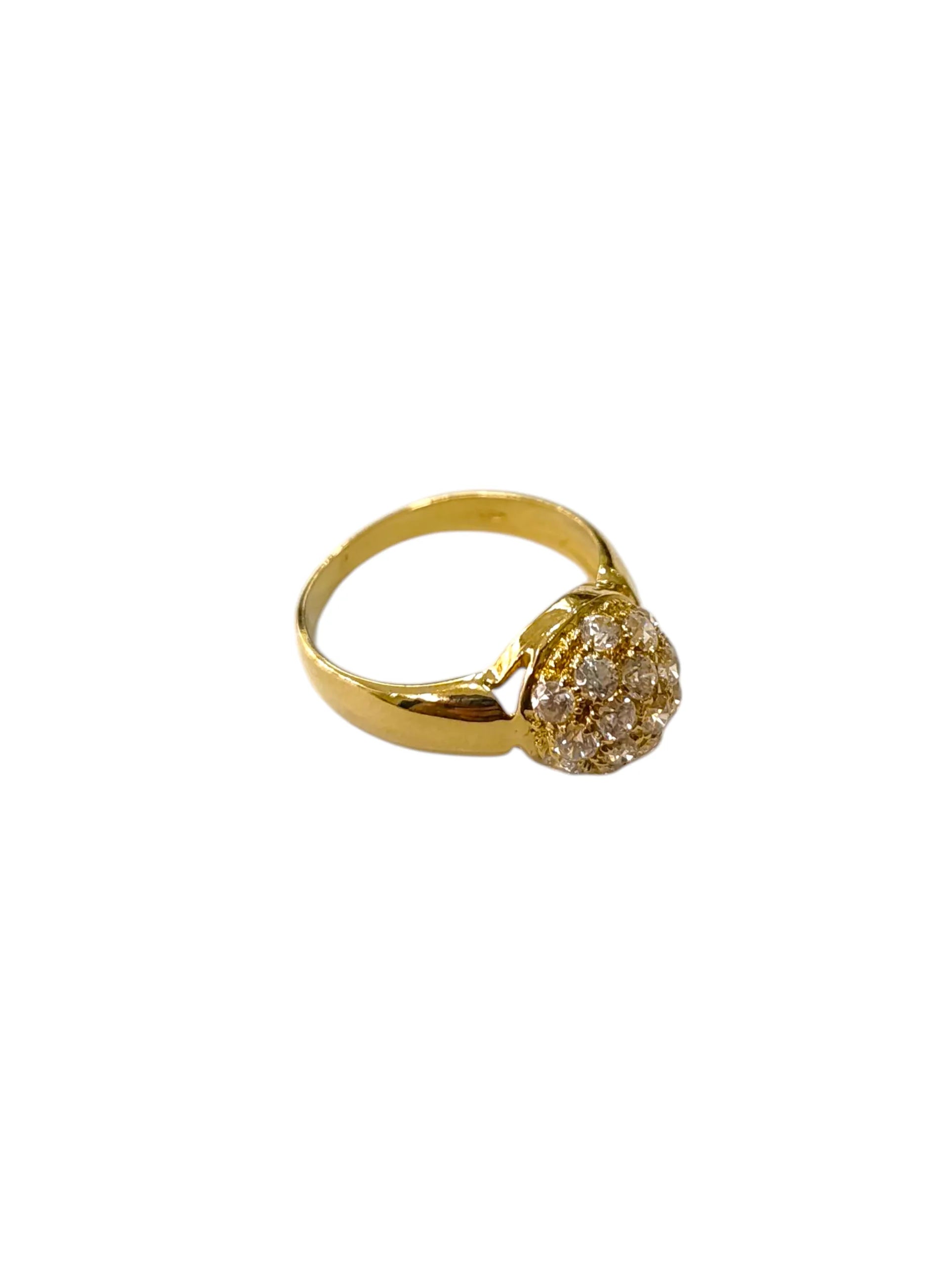 Anello donna in oro giallo 18kt con pietre bianche