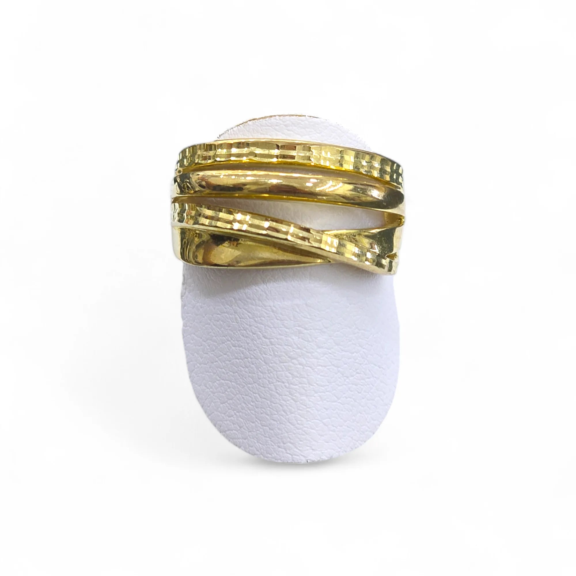 Anello donna in oro giallo 9 carati lavorato a fascia intrecciato Igold