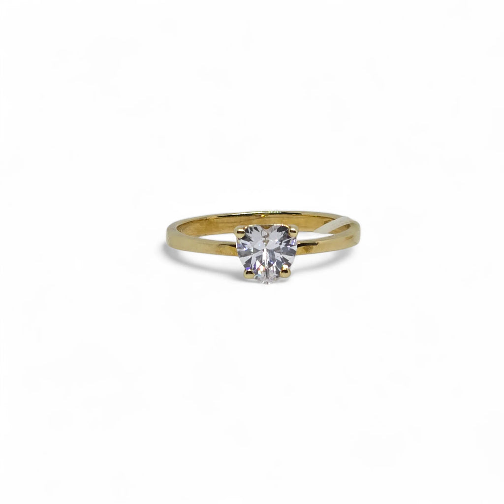 Anello donna in oro giallo 9 ct con cuore zircone bianco Igold