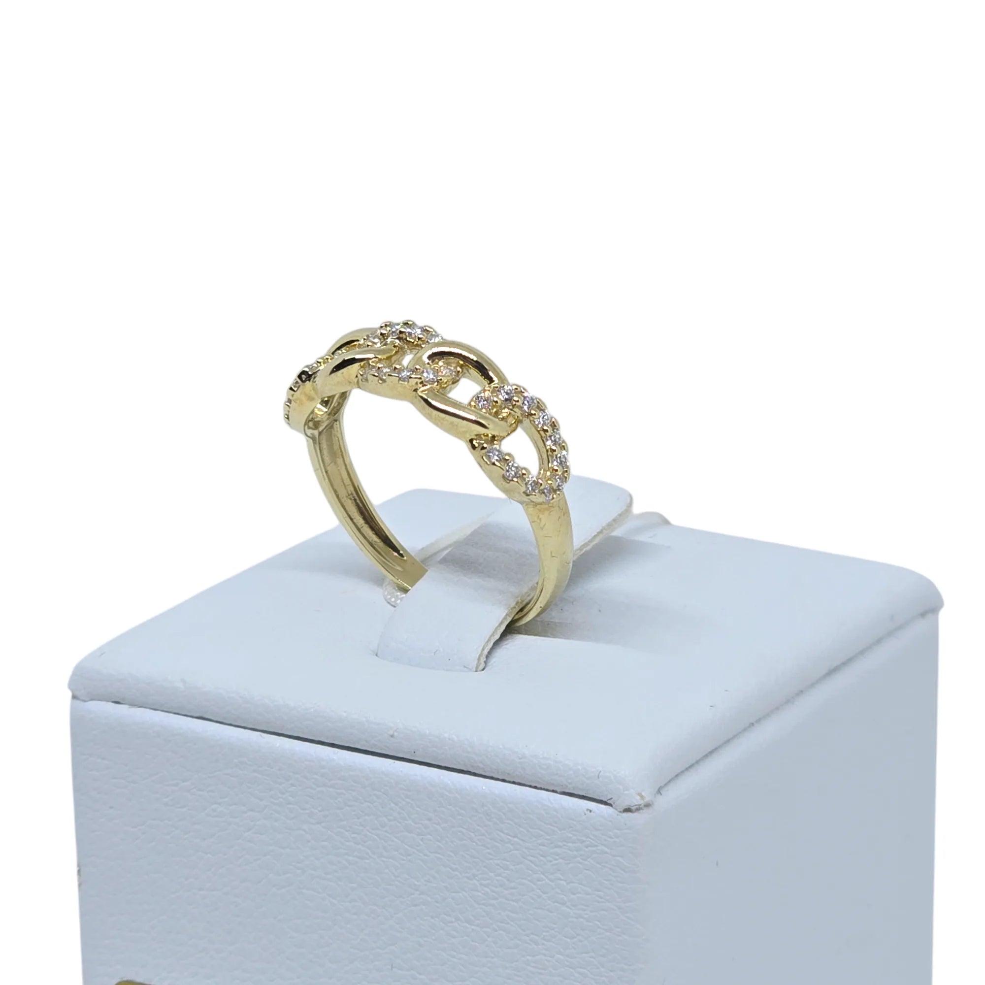 Anello donna in oro giallo 9 ct a catena e zirconi bianchi Igold