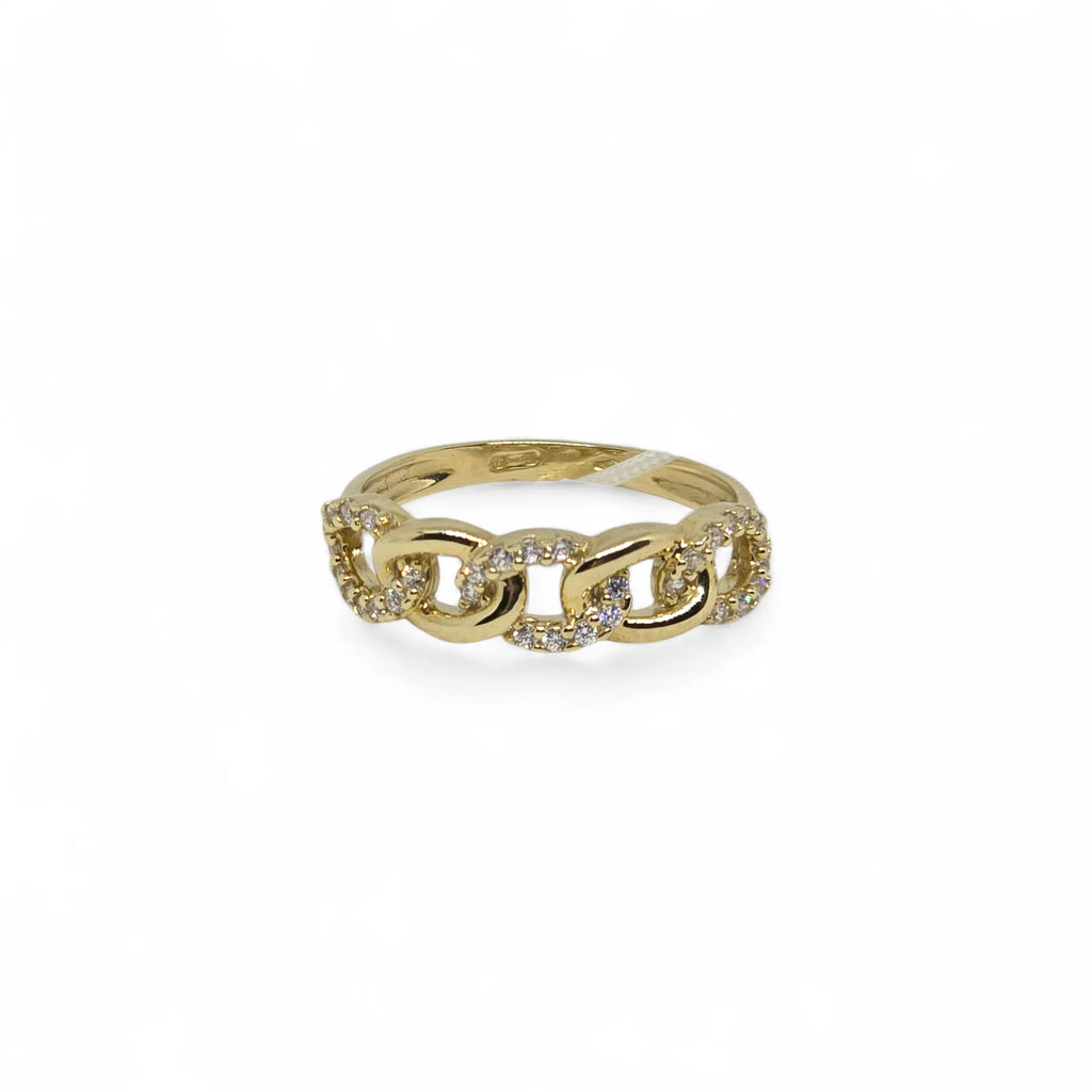 Anello donna in oro giallo 9 ct a catena e zirconi bianchi Igold