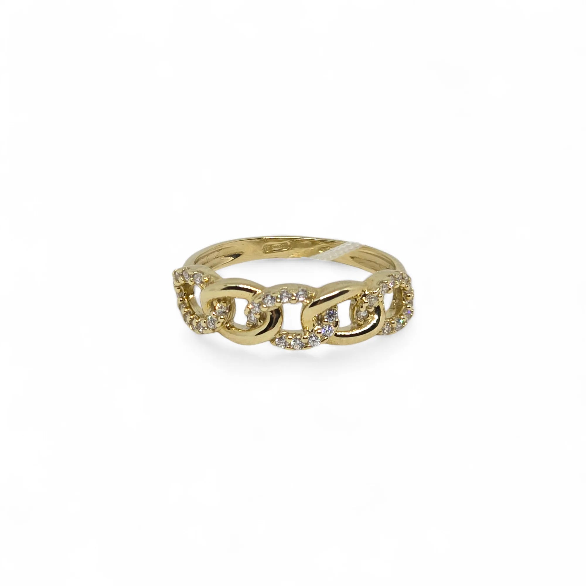 Anello donna in oro giallo 9 ct a catena e zirconi bianchi Igold