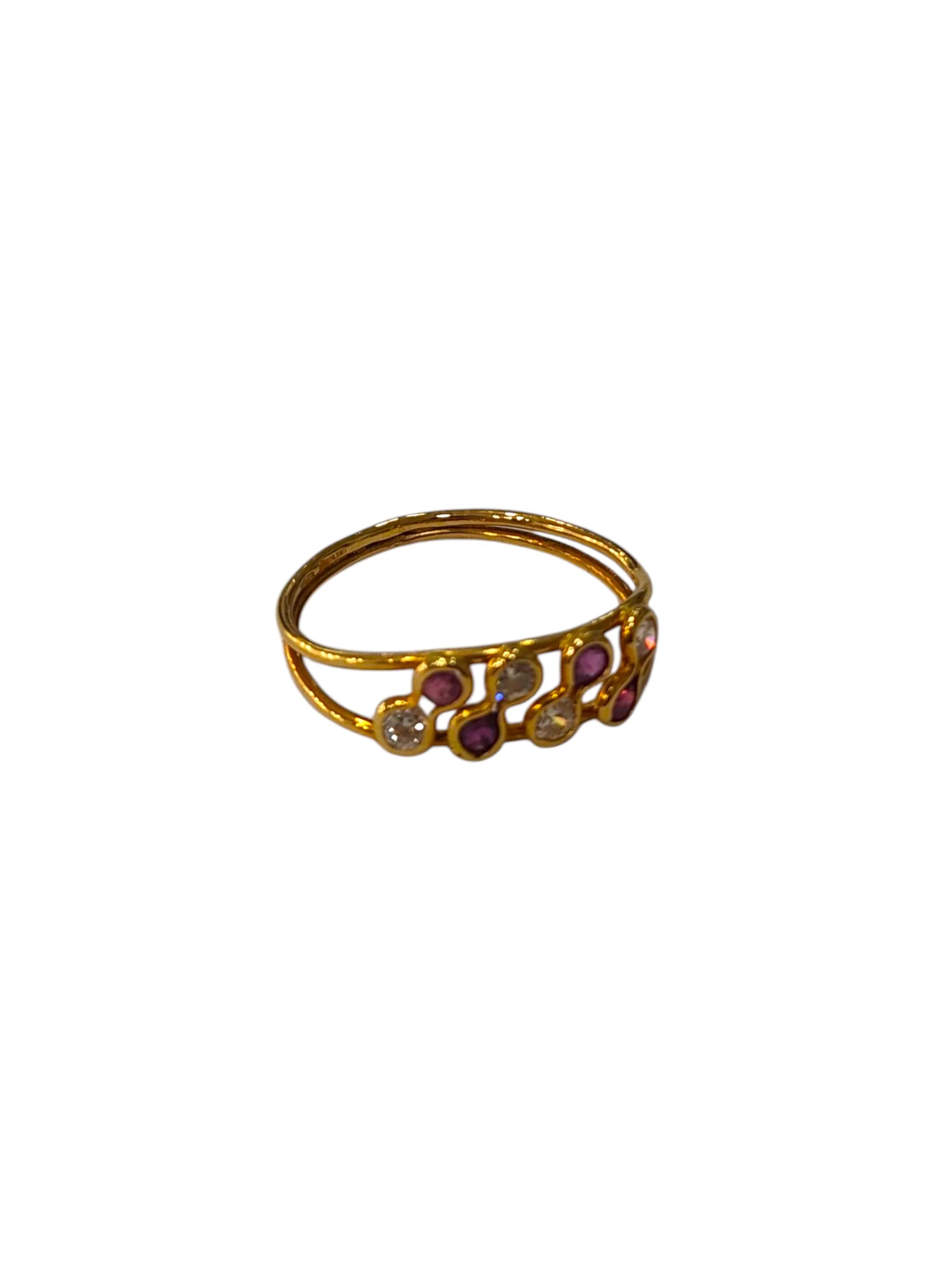 Anello donna in oro giallo con pietre colorate