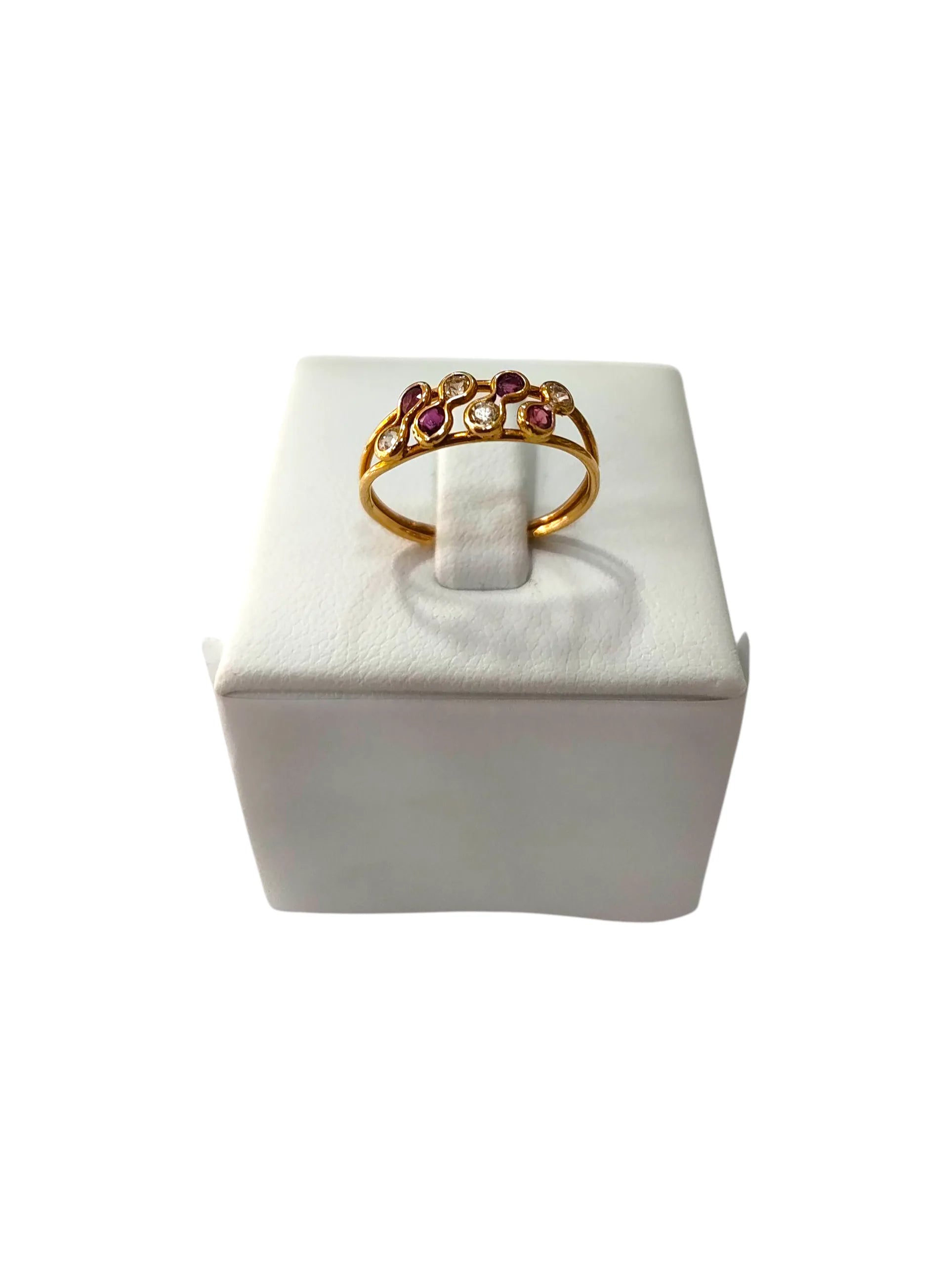 Anello donna in oro giallo con pietre colorate