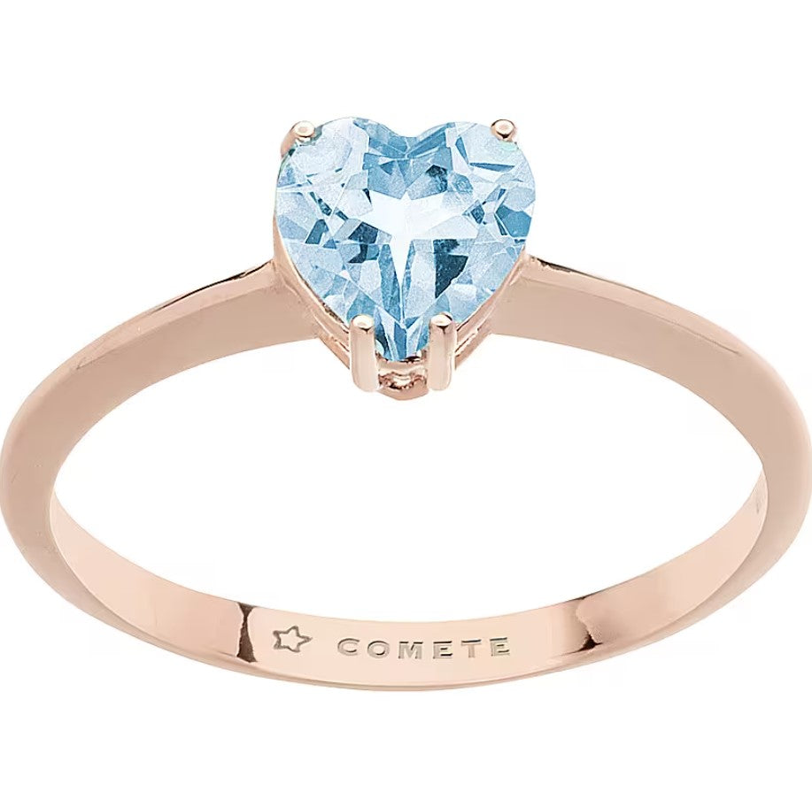 Anello donna in oro rosè e topazio azzurro a cuore anb 2544