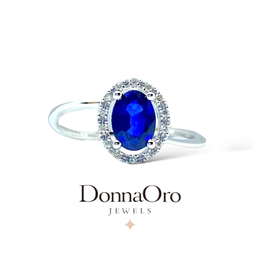 Anello DonnaOro in oro con diamanti e zaffiro blu DHAZ9852.007