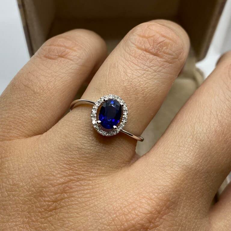 Anello DonnaOro in oro con diamanti e zaffiro blu DHAZ9852.007