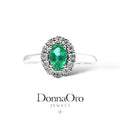 Anello Donnaoro in oro bianco con smeraldo e diamanti lae10093.006