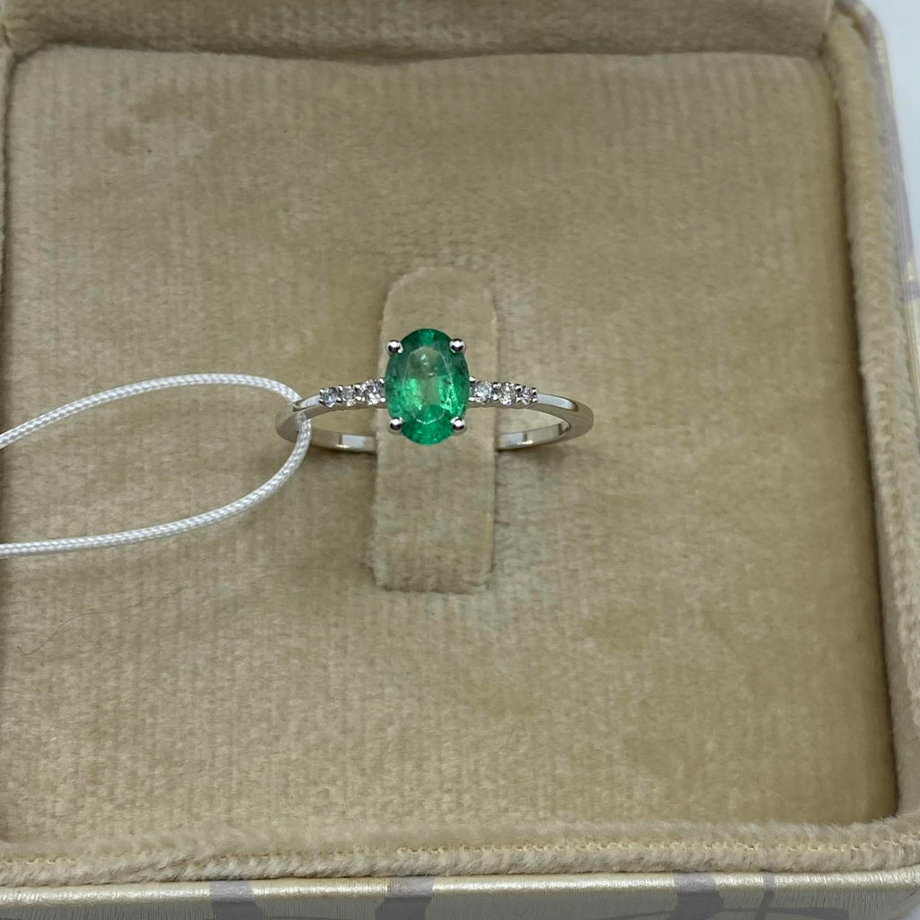 Anello Donnaoro in oro bianco smeraldo e diamanti dhae9838.006