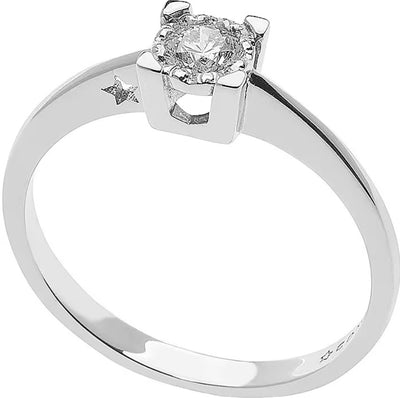 Bague femme or blanc et diamant fiançailles Solitaire Comete momenti anb 2604