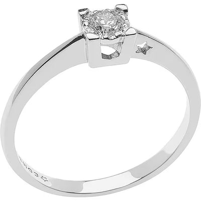 Bague femme or blanc et diamants fiançailles solitaire Comete momenti anb 2603