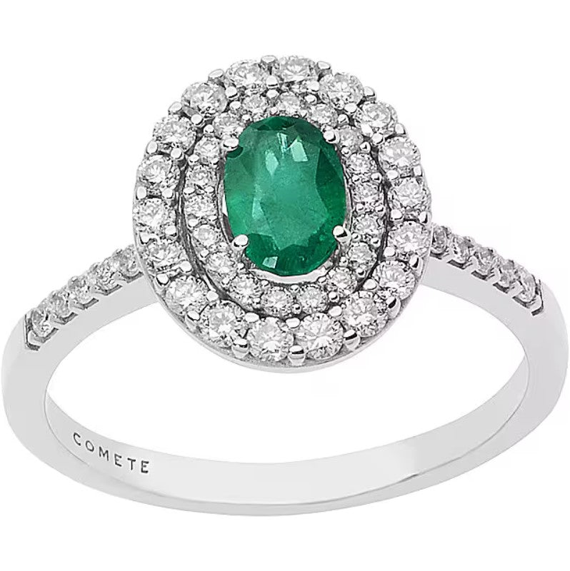Anello donna oro bianco smeraldo e diamanti gioielli Comete Orione anb 2417