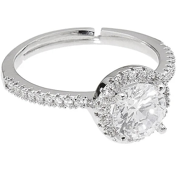 Anello donna regolabile Ottaviani con zircone bianco