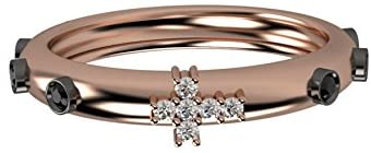 Anello donna rosario Nardelli Gioielli, Fashion e Spiritual, oro rosa 18kt diamanti bianchi e neri