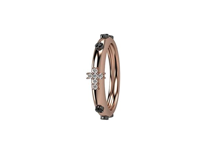 Anello donna rosario Nardelli Gioielli, Fashion e Spiritual, oro rosa 18kt diamanti bianchi e neri