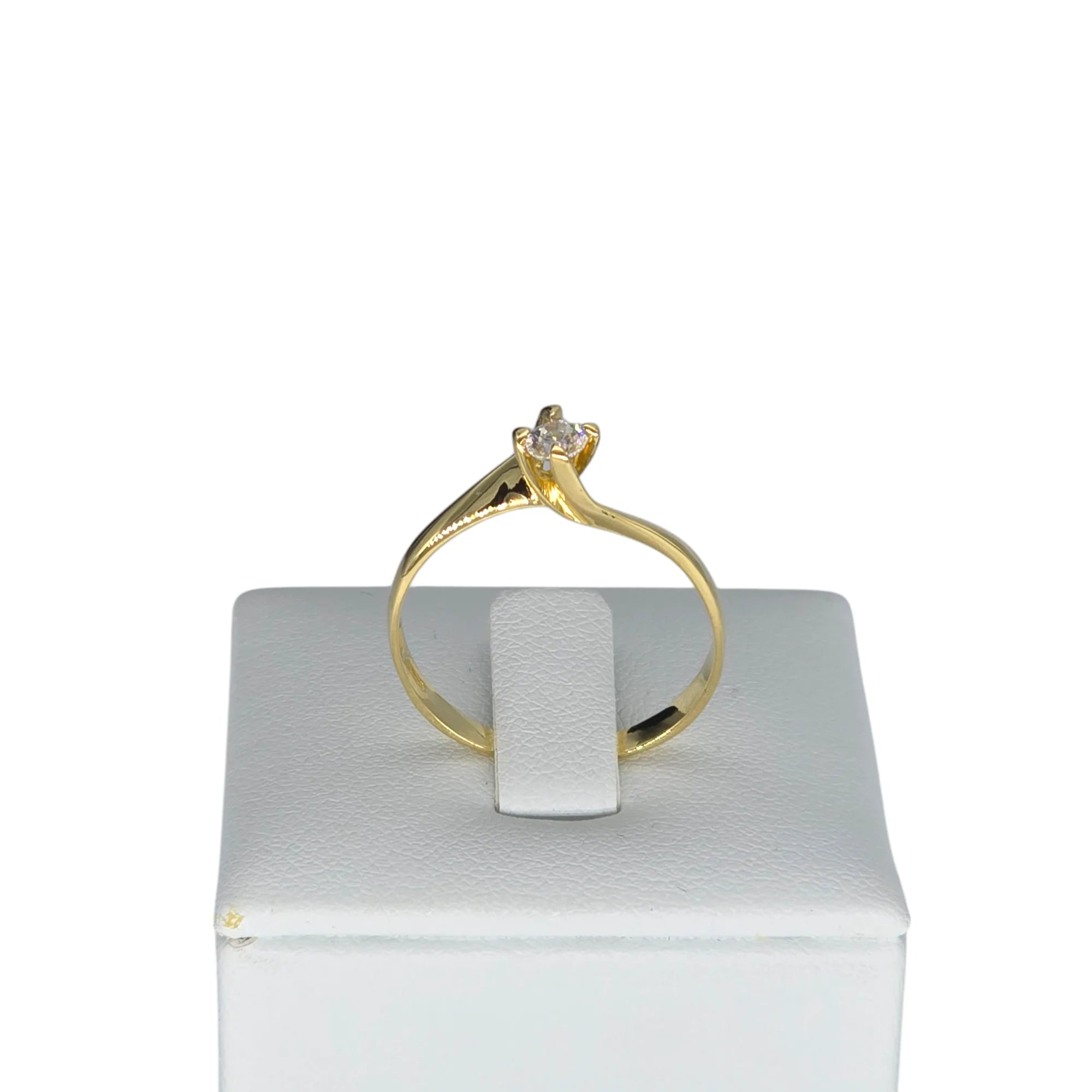 Damen-Solitärring mit Zirkon in 18 Karat Gelbgold