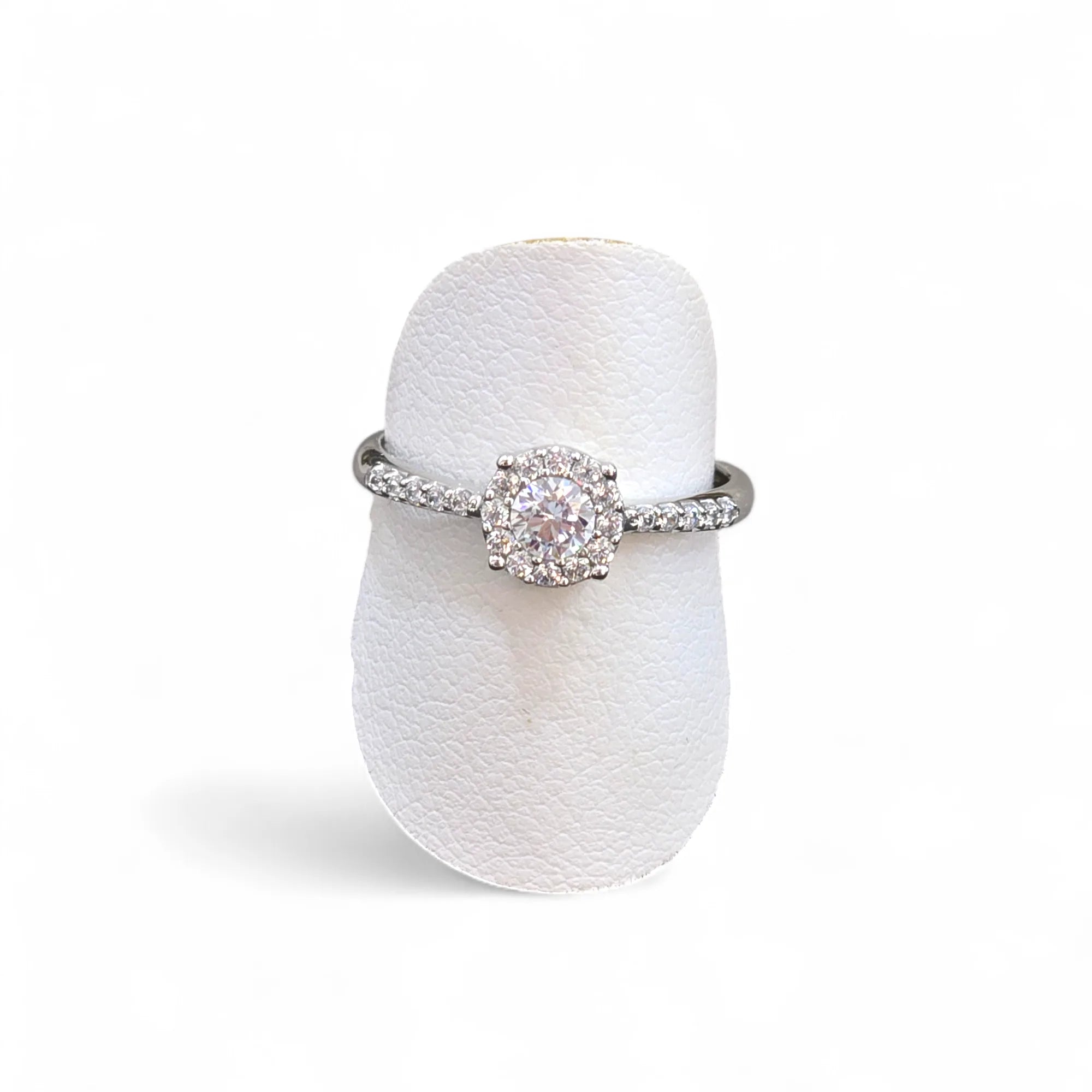 Anello donna solitario in oro bianco 9ct con zirconi Igold
