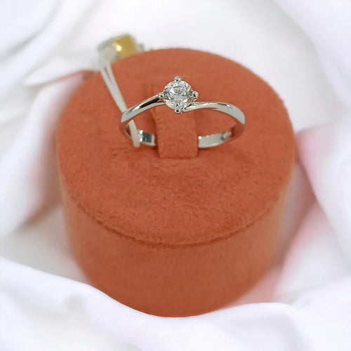 Anello donna solitario in oro bianco 9kt con zircone bianco Igold
