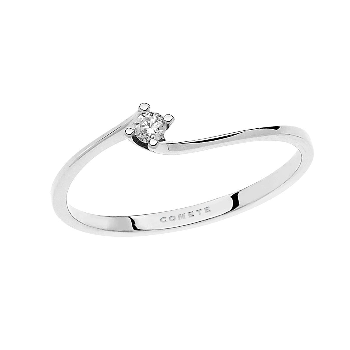 Anello donna solitario in oro bianco e diamante Comete gioielli anb 2189