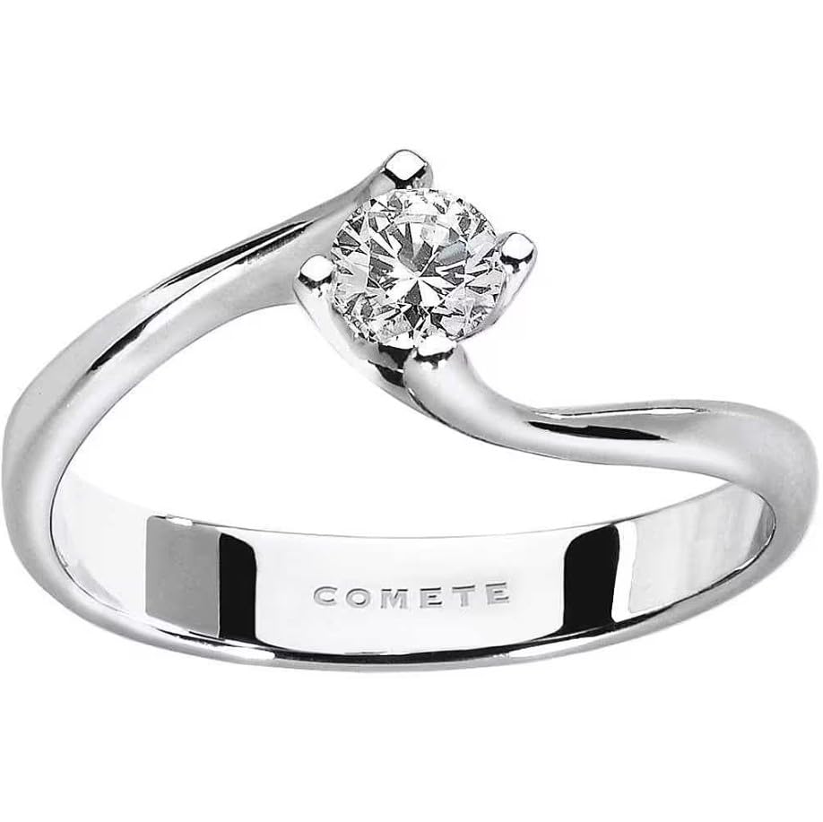 Anello donna solitario in oro bianco e diamante fidanzamento Solitario Comete anb 2035