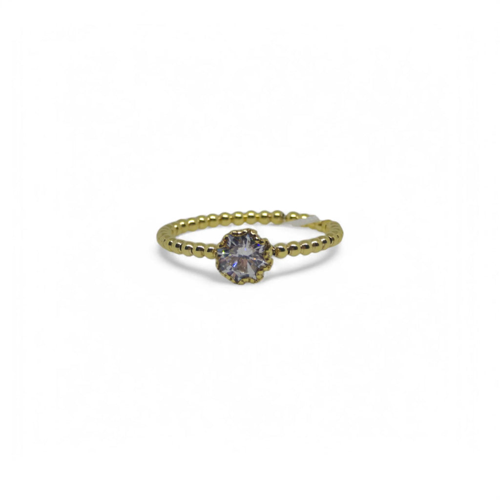 Anello donna solitario in oro giallo 9kt con zirconi Igold