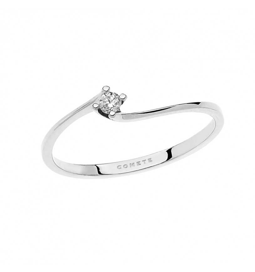 Anello donna solitario oro bianco e diamante Comete gioielli storia di luce donna ANB 2190