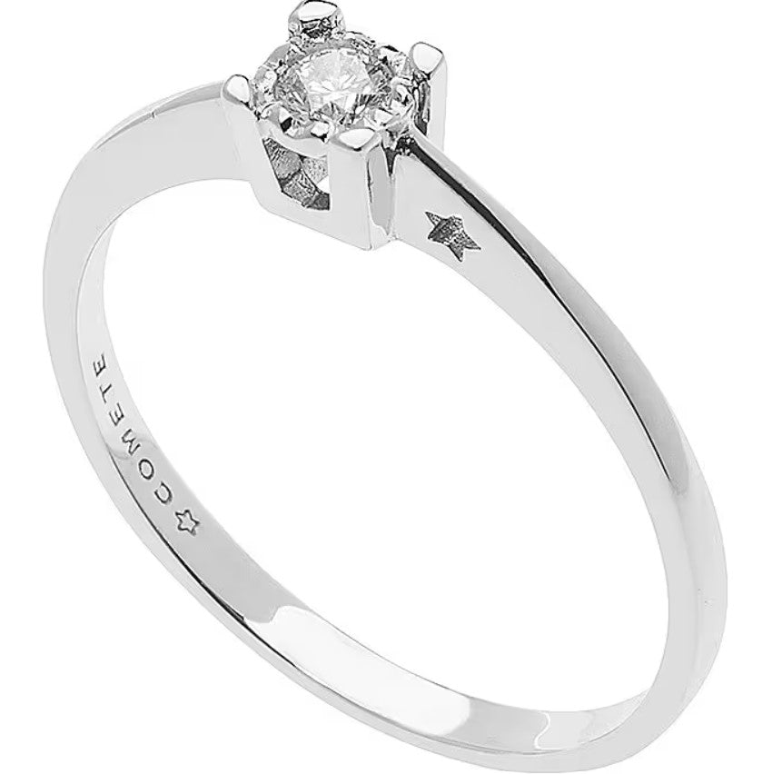 Anello donna solitario oro bianco e diamante fidanzamento Solitario Comete Momenti anb 2601