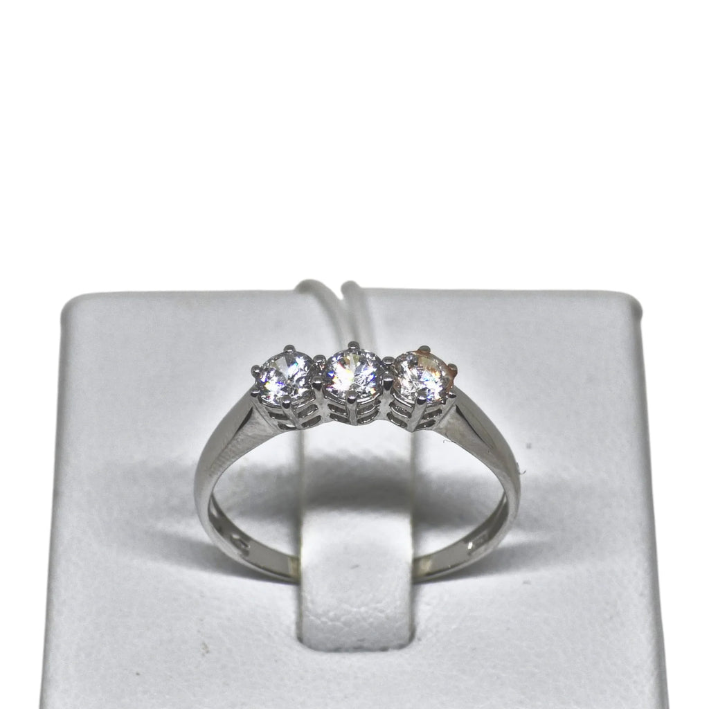 Anello donna trilogy in oro bianco 9 carati con pietre bianche