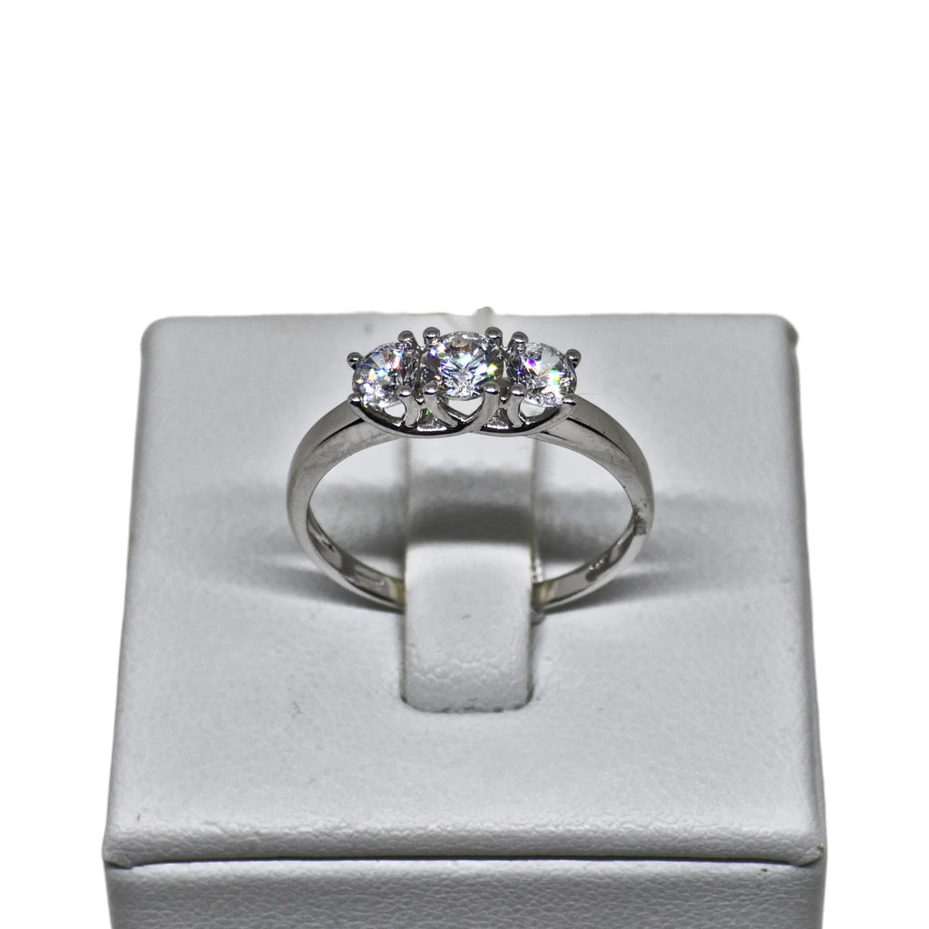 Anello donna trilogy in oro bianco 9 carati con zirconi bianchi