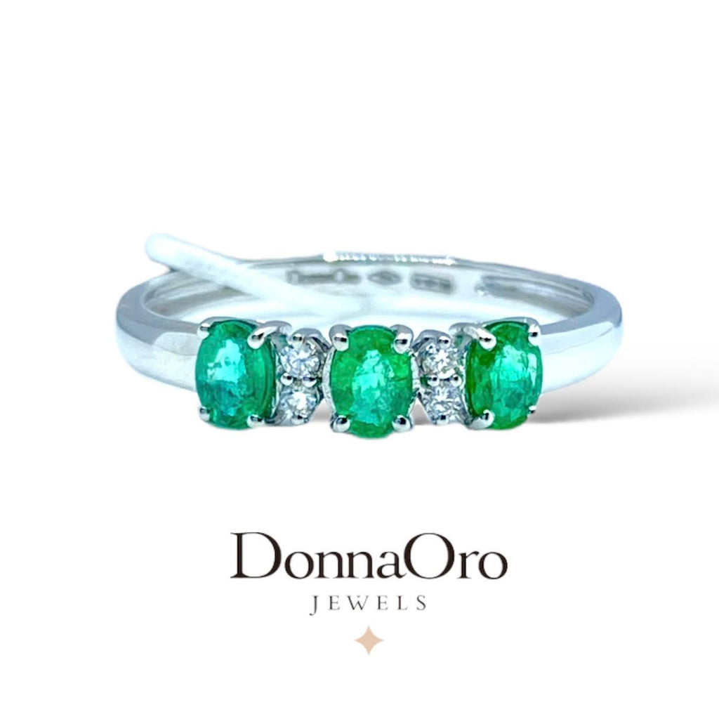 Anello donna trilogy in oro e diamanti con smeraldi collezione luce 150 linea iride trilogy – DonnaOro DHAE9619.004