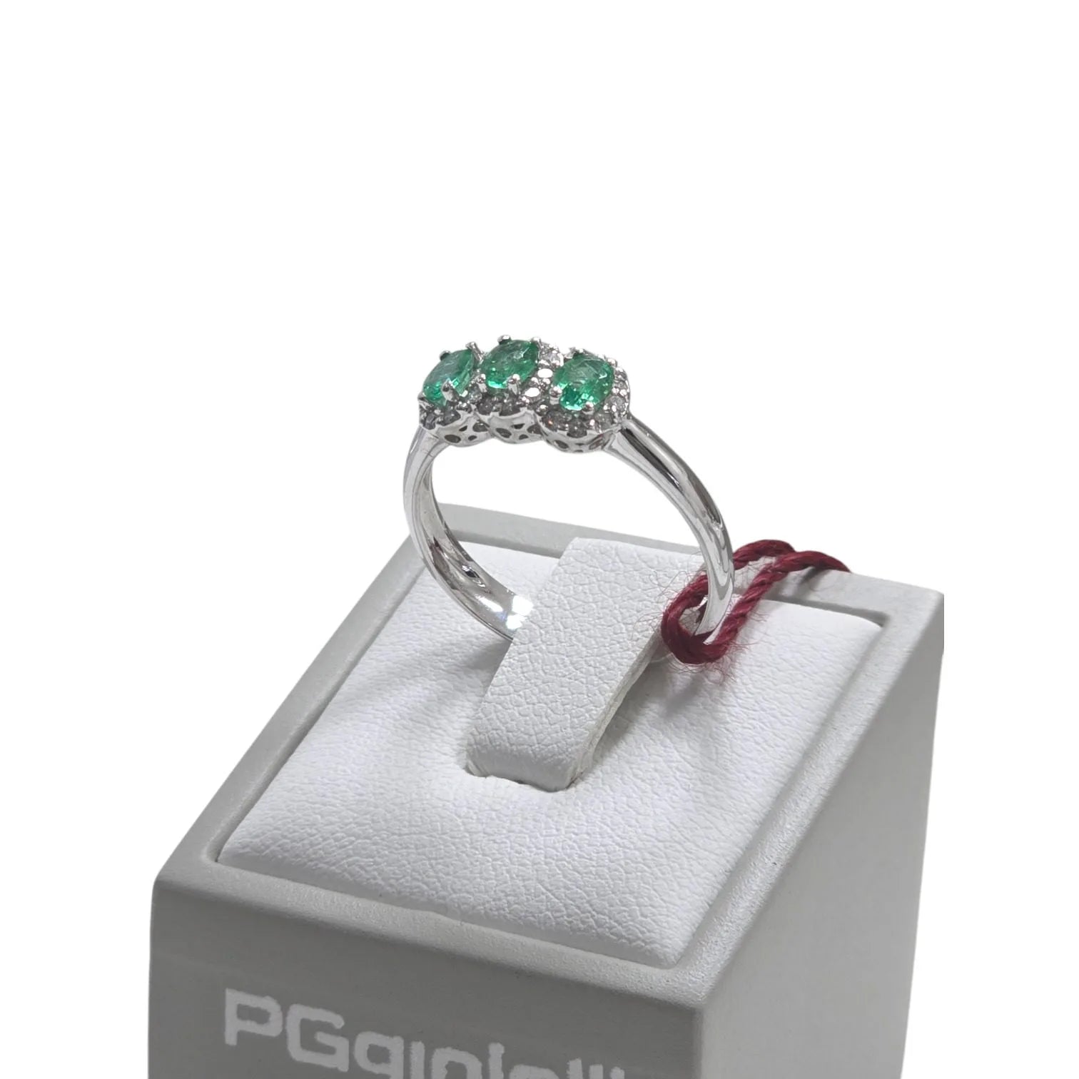 Anello donna trilogy smeraldo Pg gioielli in oro bianco 18kt
