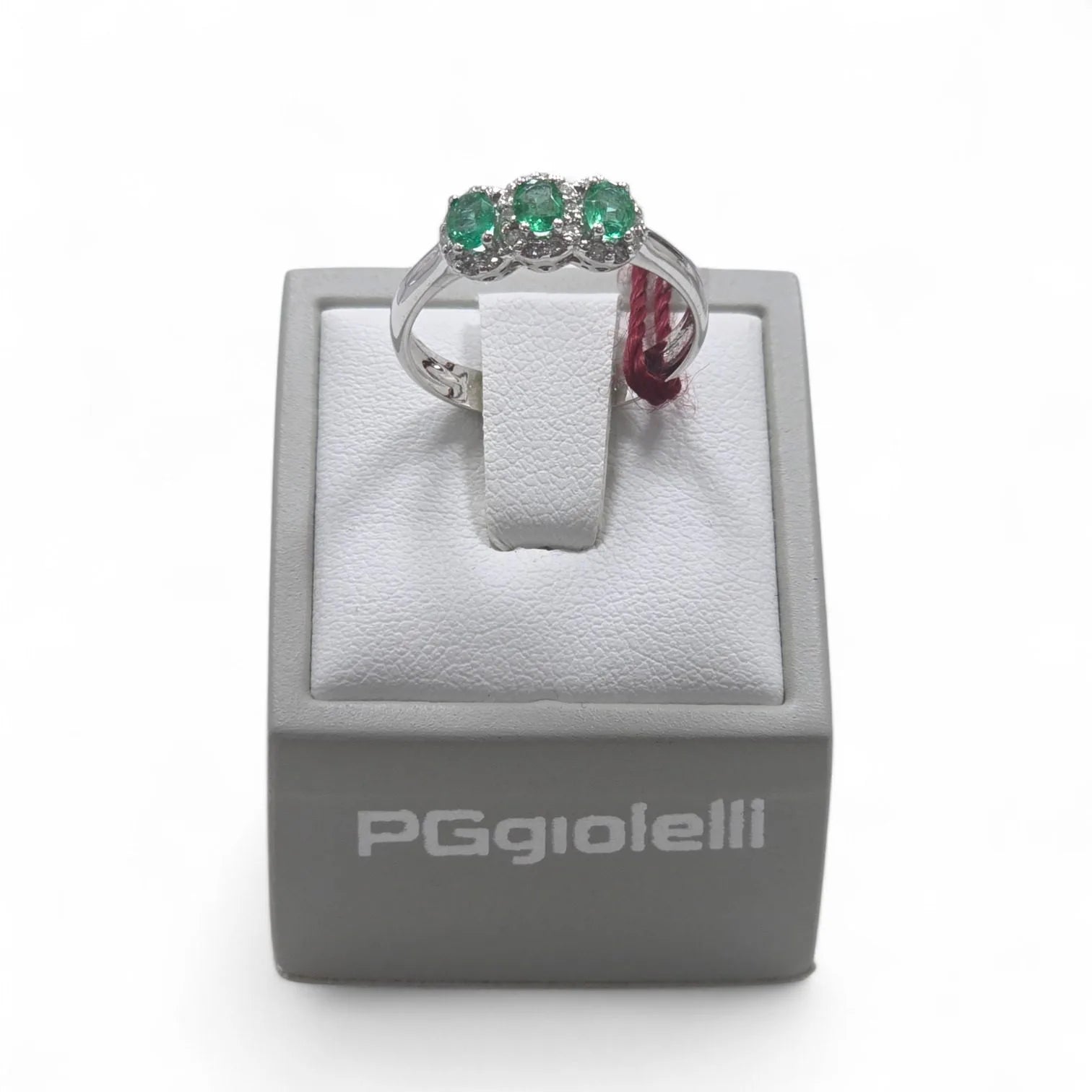 Anello donna trilogy smeraldo Pg gioielli in oro bianco 18kt